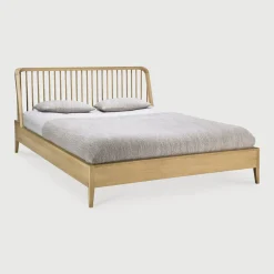 Ethnicraft Bedden & Boxsprings|Bed Spindle Geolied Eikenhout, kleur Naturel