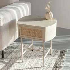 ZILT Nachtkastjes|Nachtkastjes|Bijzettafel / Nachtkastje Meja Rattan / Webbing, Met 1 lade, kleur beige