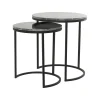 Light & Living Zwarte Bijzettafel|Bijzettafels Set|Bijzettafel Alfio Set van 2 stuks, bruin marmer+zwart