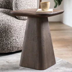 Eleonora Zwarte Bijzettafel|Bijzettafel Aron Mangohout, 40 x 40cm