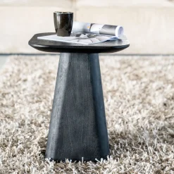 Eleonora Zwarte Bijzettafel|Bijzettafel Aron Mangohout, 40 x 40cm