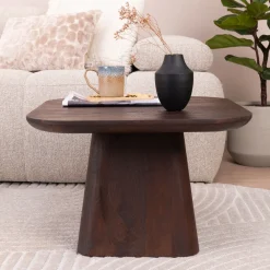 Eleonora Zwarte Bijzettafel|Bijzettafel Aron Mangohout, 60 x 60cm