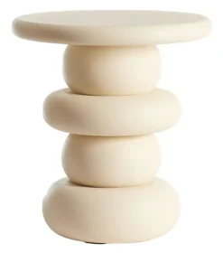 Light & Living Ronde Bijzettafel|Bijzettafel Azalas Mangohout, 40cm, kleur Crème Cru00e8me