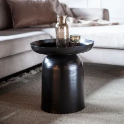 By-Boo Zwarte Bijzettafel|Ronde Bijzettafel|Bijzettafel Bodie 45cm Zwart