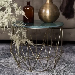 Dutchbone Ronde Bijzettafel|Bijzettafel Boss Marmer, 51cm Groen