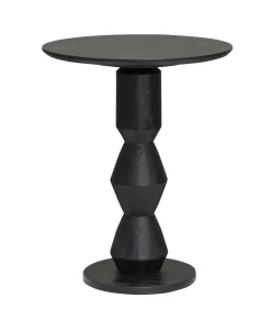 Tower Living Zwarte Bijzettafel|Ronde Bijzettafel|Bijzettafel Brunello Mangohout, 63cm hoog