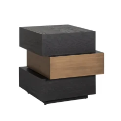 Richmond Interiors Zwarte Bijzettafel|Bijzettafel Cambon Eiken, 57 x 52cm