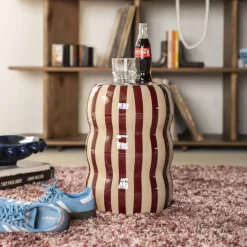 By-Boo Ronde Bijzettafel|Bijzettafel Candice 28cm, kleur Beige/Burgundy Veelkleurig