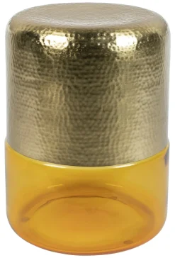 Dutchbone Ronde Bijzettafel|Bijzettafel Cave IJzer en glas, 35cm