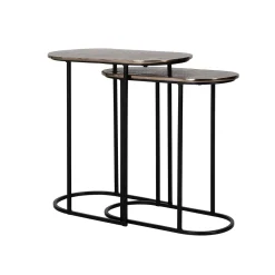 Richmond Interiors Zwarte Bijzettafel|Bijzettafels Set|Bijzettafel Chandon Set van 2 stuks
