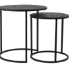 Light & Living Zwarte Bijzettafel|Ronde Bijzettafel|Bijzettafel Doba Set van 2 stuks, hout antiek-mat zwart