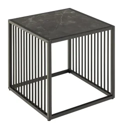 Bendt Zwarte Bijzettafel|Bijzettafel Esme Marmerlook, 40 x 40cm Zwart