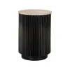 Richmond Interiors Zwarte Bijzettafel|Ronde Bijzettafel|Bijzettafel Hampton Travertin, 45.5cm