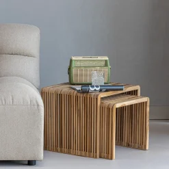 WOOOD Bijzettafels Set|Bijzettafel Jasmijn Teakhout, Set van 2 stuks Bruin