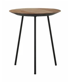 DTP Home Zwarte Bijzettafel|Ronde Bijzettafel|Bijzettafel Jupiter Teakhout, 40cm