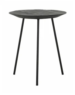 DTP Home Zwarte Bijzettafel|Ronde Bijzettafel|Bijzettafel Jupiter Teakhout, 40cm