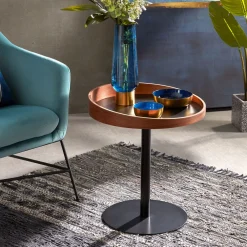 Kave Home Zwarte Bijzettafel|Ronde Bijzettafel|Bijzettafel Kaori 46cm