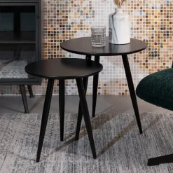 ZILT Zwarte Bijzettafel|Bijzettafels Set|Bijzettafel Kevan set van 2 stuks