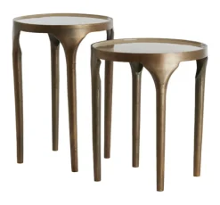 Light & Living Bijzettafels Set|Bijzettafel Lapaz Set van 2 stuks, kleur Antiek Brons/Taupe