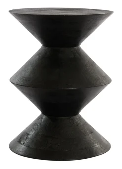 Light & Living Zwarte Bijzettafel|Ronde Bijzettafel|Bijzettafel Larus Mangohout, kleur Zwart