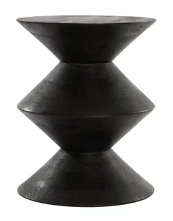 Light & Living Zwarte Bijzettafel|Ronde Bijzettafel|Bijzettafel Larus Mangohout, kleur Zwart