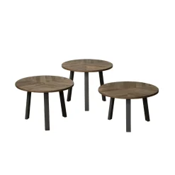 RENEW Bijzettafels Set|Ronde Bijzettafel|Bijzettafel Lazio Teakhout, Set van 3 stuks