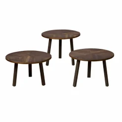 RENEW Bijzettafels Set|Ronde Bijzettafel|Bijzettafel Lazio Teakhout, Set van 3 stuks