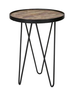 WOOOD Ronde Bijzettafel|Bijzettafel Lev Teakhout, Ø39cm Naturel