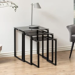 Bendt Zwarte Bijzettafel|Bijzettafels Set|Bijzettafel Lone set van 3 stuks