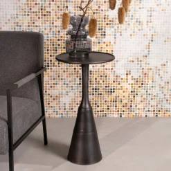 ZILT Ronde Bijzettafel|Zwarte Bijzettafel|Bijzettafel Margriet