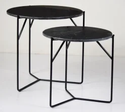 Livingfurn Zwarte Bijzettafel|Bijzettafels Set|Bijzettafel Mason Set van 2 stuks, kleur Zwart