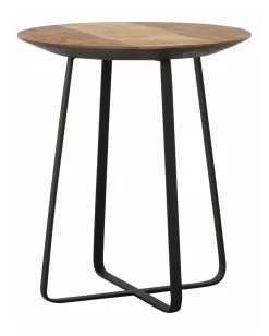 DTP Home Zwarte Bijzettafel|Ronde Bijzettafel|Bijzettafel Neptunes Teakhout, 40cm