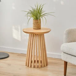 Artistiq Living Zwarte Bijzettafel|Ronde Bijzettafel|Bijzettafel Nikkie Hevea hout, 40cm