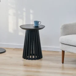 Artistiq Living Zwarte Bijzettafel|Ronde Bijzettafel|Bijzettafel Nikkie Hevea hout, 40cm