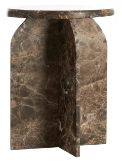 Light & Living Ronde Bijzettafel|Bijzettafel Otinia Marmer, kleur Donkerbruin