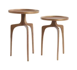 Light & Living Bijzettafels Set|Ronde Bijzettafel|Bijzettafel Pano Set van 2 stuks, kleur Brons