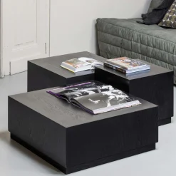WOOOD Zwarte Bijzettafel|Bijzettafels Set|Bijzettafel Pim Essen, Set van 3 stuks, kleur Zwart