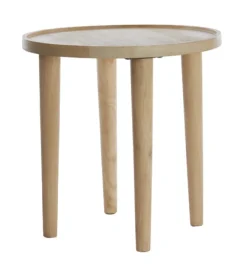 Light & Living Ronde Bijzettafel|Bijzettafel Qiano Mangohout, 45cm, kleur Naturel