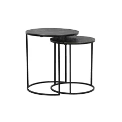 Light & Living Zwarte Bijzettafel|Bijzettafels Set|Bijzettafel Rengo Set van 2 stuks
