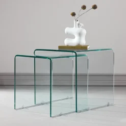 Nohr Bijzettafels Set|Bijzettafel Rockwell Glas, Set van 2 stuks Transparant