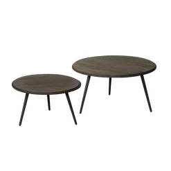 RENEW Bijzettafels Set|Ronde Bijzettafel|Bijzettafel Rolo Teakhout, Set van 2 stuks, kleur Wine