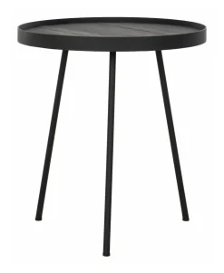 DTP Home Zwarte Bijzettafel|Ronde Bijzettafel|Bijzettafel Saturnus Teakhout, 40cm Zwart