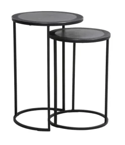 Light & Living Zwarte Bijzettafel|Bijzettafels Set|Bijzettafel Talca Set van 2 stuks, 35/40cm, kleur Antiek lood