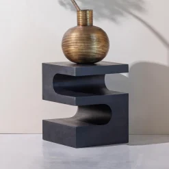 WOOOD Zwarte Bijzettafel|Bijzettafel Toma Mangohout, 40 x 40cm Zwart