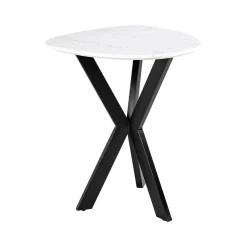 Richmond Interiors Zwarte Bijzettafel|Bijzettafel Trocadero Marmer, 50cm, kleur Wit Wit Marmer
