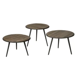 RENEW Bijzettafels Set|Ronde Bijzettafel|Bijzettafel Turi Teakhout, Set van 3 stuks