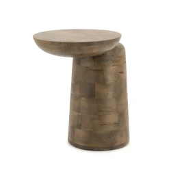 By-Boo Ronde Bijzettafel|Bijzettafel Woomble Mangohout, 40 x 34cm Lichtbruin