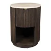 Dutchbone Ronde Bijzettafel|Bijzettafel/Nachtkastje Marlow Mangohout en Travertin