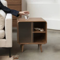 Zuiver Nachtkastjes|Nachtkastjes|Bijzettafel/Nachtkastje Rise Essen en rubberhout, 50 x 40cm