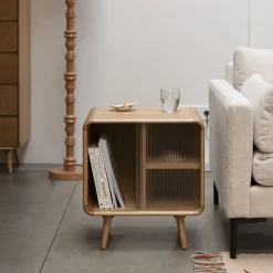 Zuiver Nachtkastjes|Nachtkastjes|Bijzettafel/Nachtkastje Rise Essen en rubberhout, 50 x 40cm